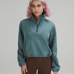 Lululemon BRUSHED SOFTSTREME RIBBED HALF ZIP Green jasper Sz. Small
